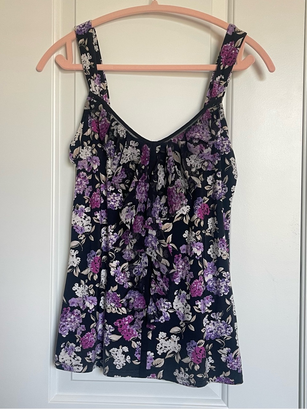 White House Black Market Black Floral Sleeveless Camisole